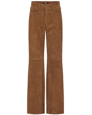 ROTATE BIRGER CHRISTENSEN High-Waisted Suede Trousers - Brown