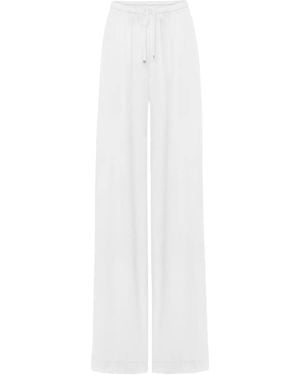 ANNAFOXY Pantalon Palazzo À Taille Haute - Blanc