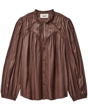 Ba&sh Ruffled-Collar Button Shirt - Brown