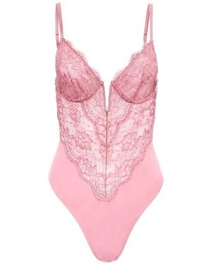 Fleur du Mal Bianca Lace Bodysuit - Pink