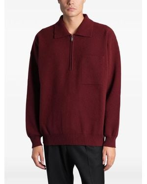 Roberto Collina Quarter-Zip Chest-Pocket Polo Shirt - Red