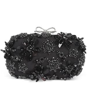 Self-Portrait Embellished Bow Clutch Bag - Black