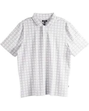 Malbon Golf Evergreen Performance Pique Geometric-Print Polo Shirt - White