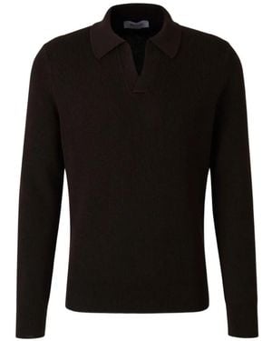 Gran Sasso Ribbed-Knit V-Neck Jumper - Black