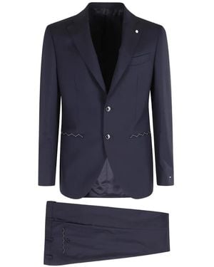 Luigi Bianchi Notched Lapels Suit - Blue