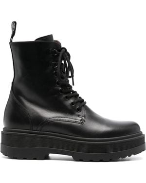Nero Giardini Calf-Length Leather Boots - Black
