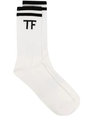 Tom Ford Calzini con monogramma jacquard - Bianco