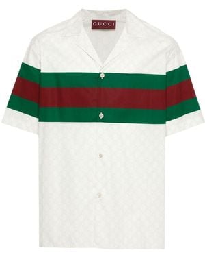 Gucci Gg Web-Print Cotton Shirt - Multicolour