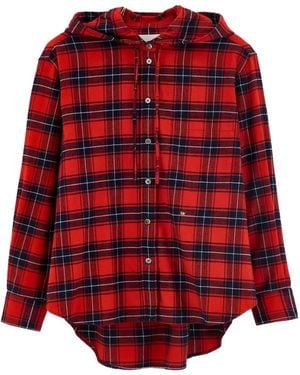 Bellerose Check Hooded Shirt - Red