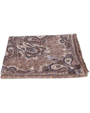 Dell'Oglio Paisley-Print Pocket Square - Grey