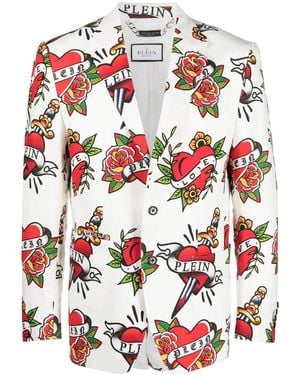 Philipp Plein Logo-Print Blazer - Red