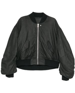 Rick Owens Ribbed Leather Jacket - Black