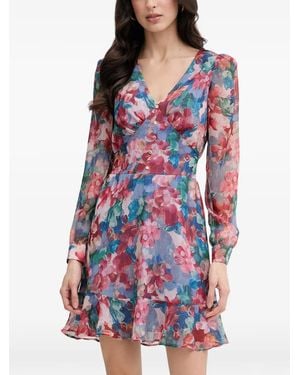 Morgan Floral-Print Ruffled Mini Dress - Red