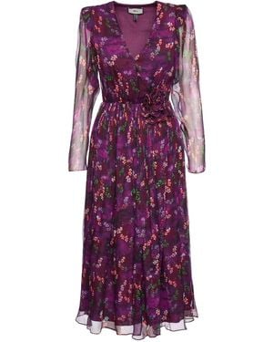 Nissa Vestido con apliques florales - Morado