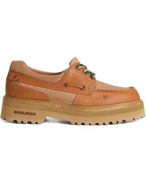 Woolrich Leather Platform Boat Shoes - Brown