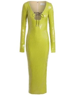 16Arlington Solaria Sequin Lace-Up Midi Dress - Yellow