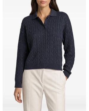 Brunello Cucinelli Sequin-Embellished Cable-Knit Sweater - Blue