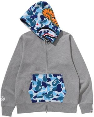 A Bathing Ape Shark Camo-Print Hoodie - Blue