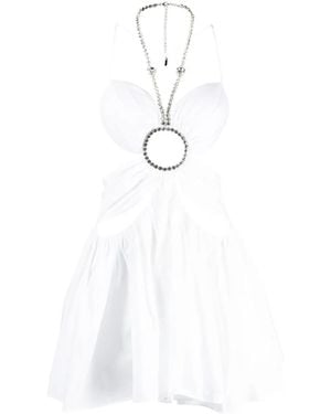 Area Cut-Out Crystal-Embellished Minidress - White