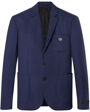 Versace Wool Single-Breasted Blazer - Blue