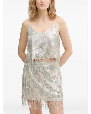 Haveone Pailletten-Tanktop Mit Fransen - Grau