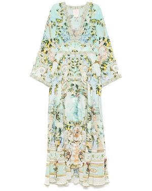CAMILLA Vestido de seda con estampado floral - Blanco