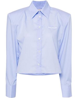 Halfboy Logo-Embroidered Cotton Shirt - Blue