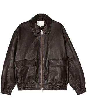 Studio Nicholson Piston Leather Zip-Up Jacket - Black