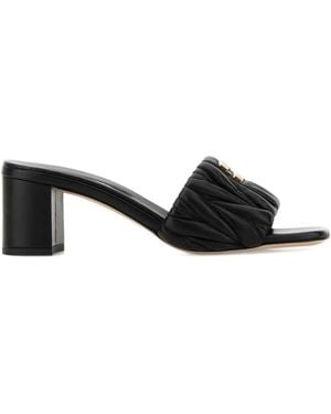 Miu Miu 55Mm Quilted Slide Sandals - Black