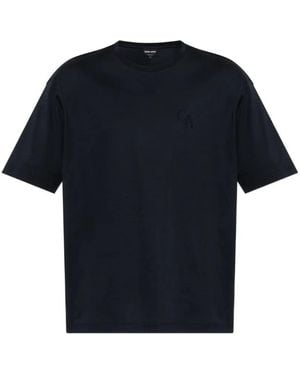 Giorgio Armani Logo-Embroidered T-Shirt - Blue