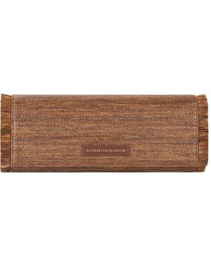 Elisabetta Franchi Logo-Patch Clutch Bag - Brown