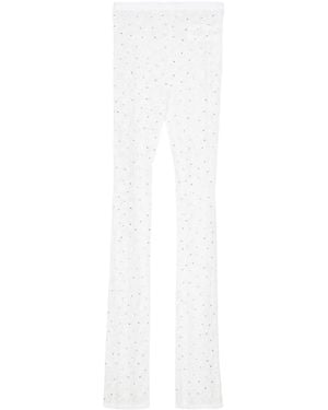 Alessandra Rich Floral-Lace Semi-Sheer Leggings - White