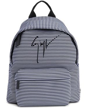 Giuseppe Zanotti Striped Embroidered-Logo Backpack - Blue