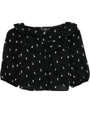 To b. by agnès b. Floral-Embroidered Blouse - Black