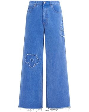 Marni Floral-Appliqué Jeans - Blue