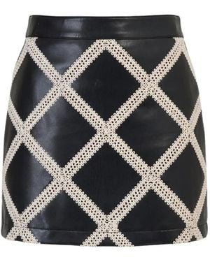 Cinq À Sept Audree Lattice-Trim Mini Skirt - Black