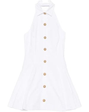 Balmain Buttoned Poplin Dress - White