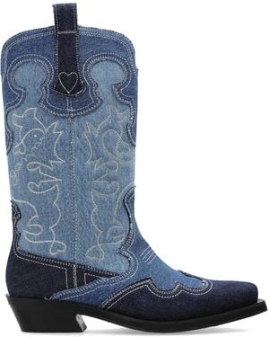 Ganni Botas Vaqueras Bordadas - Azul