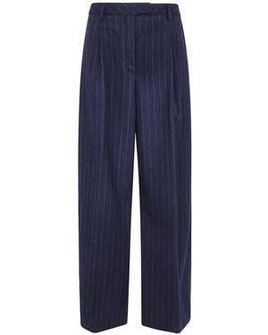 Thelatest Pinstripe-Pattern Wide-Leg Trousers - Blue