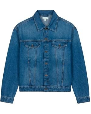 Off-White c/o Virgil Abloh Logo-Print Denim Jacket - Blue
