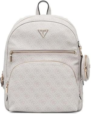 Guess Sac À Dos Zippé À Logo Imprimé - White