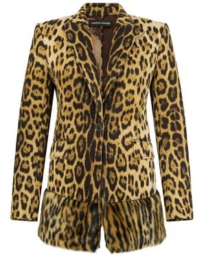 Roberto Cavalli Jaguar Skin Print Single-Breasted Blazer - Brown