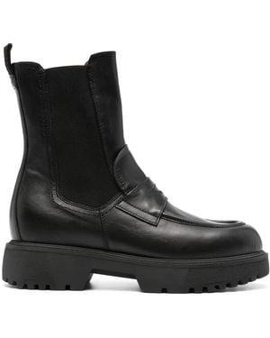 Nero Giardini Calf-Length Leather Boots - Black