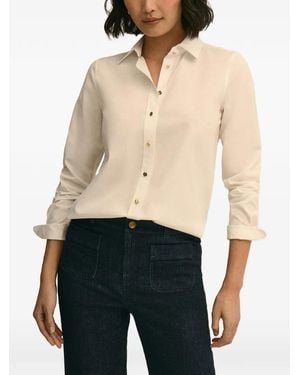 Brooks Brothers Logo Button Poplin Blouse - Blue