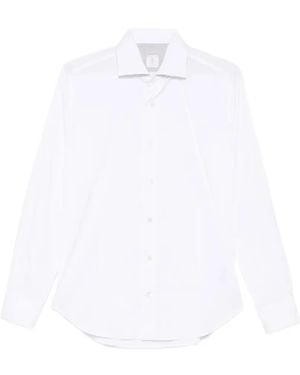 Eleventy Spread-Collar Button-Up Shirt - White