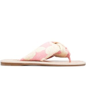 Miu Miu Floral-Print Slip-On Sandals - Pink