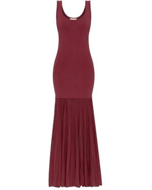 MICHAEL Michael Kors Pleated-Skirt Maxi Dress - Red