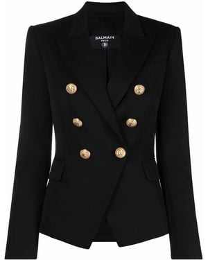 Balmain Double-Breasted Wool Blazer - Black