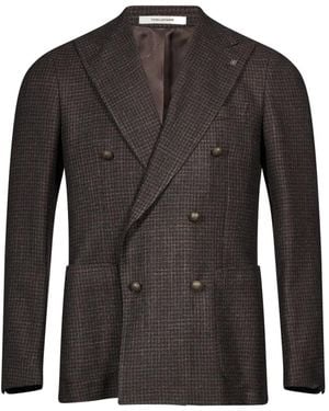 Tagliatore Double-Breasted Micro-Patterned Jacket - Black