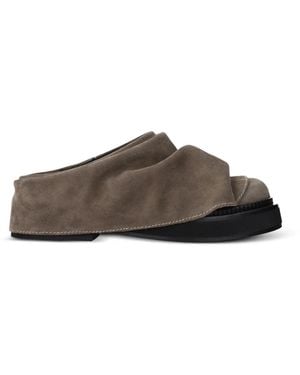 The Attico Draped Suede Mules - Brown